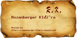 Rozenberger Klára névjegykártya